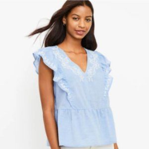 Loft peplum flutter sleeve